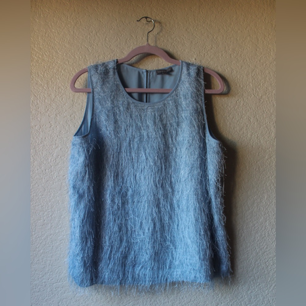 Vince Camuto Blue Fuzzy Top